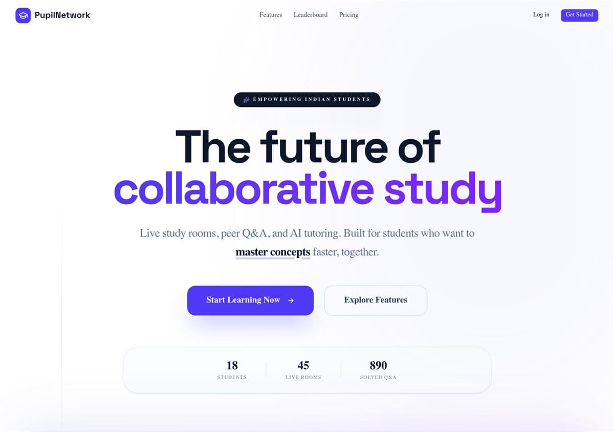 PupilNetwork website preview